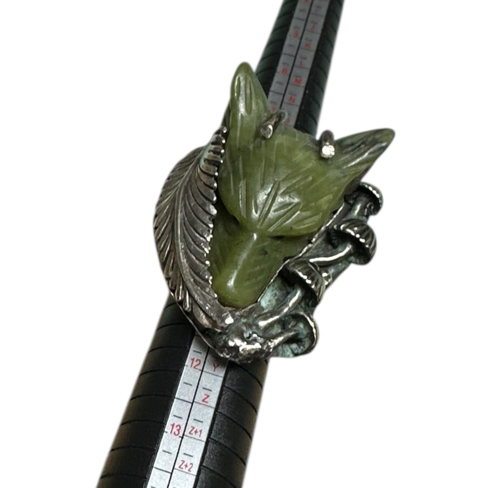 Sterling Silver and jade mushrooms custom Statement Ring 10 ooak - Picture 3 of 3